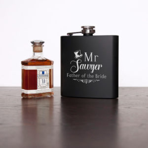 Product image of Father Of The Bride Personalised Black Matte Hip Flask from Treat Republic
