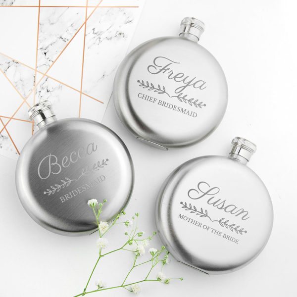 Product image of Personalised Bridal Party Round Hip Flask from Treat Republic