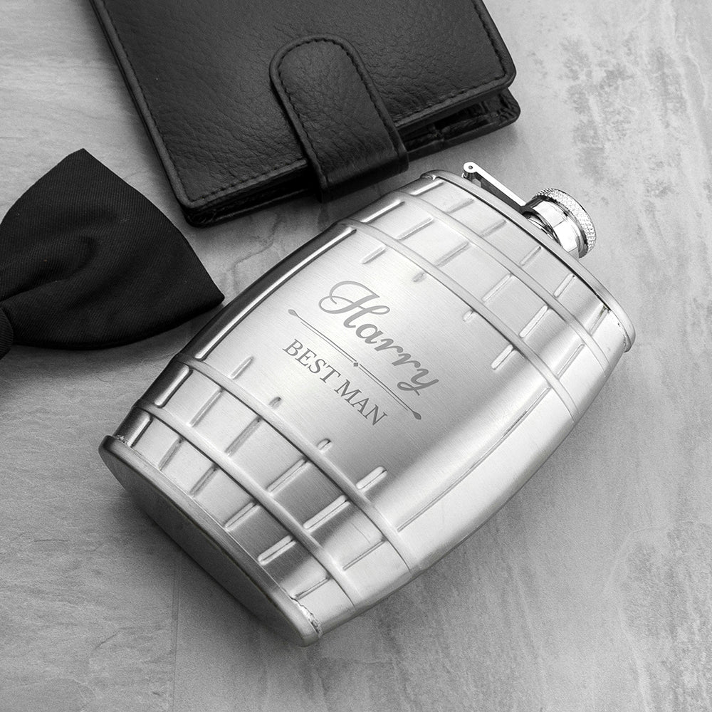 Product image of Personalised Groomsmen Cask Hip Flask from Treat Republic