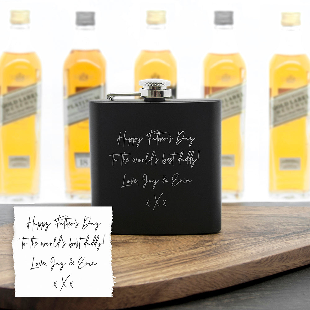Product image of Personalised Handwriting Black Hip Flask from Treat Republic