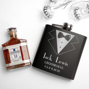 Product image of Thank You For Being My Groomsman Personalised Black Matte Hip Flask from Treat Republic