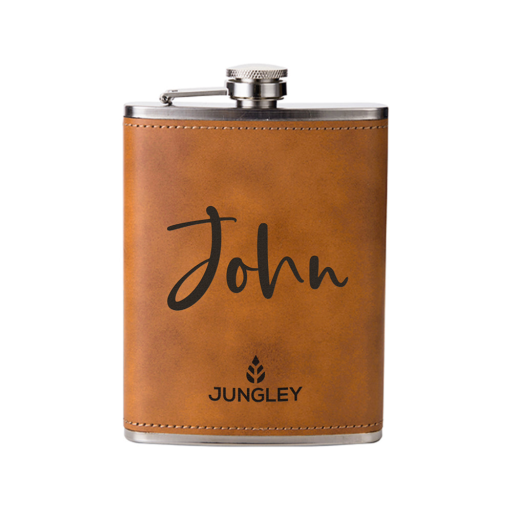 Product image of Personalised Faux Leather Hip Flask from Treat Republic
