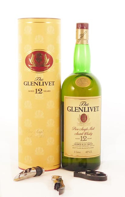 Product image of 1980's The Glenlivet 12 year old Malt Whisky bottled 1980's 1 Litre (original Tube) from Vintage Wine Gifts