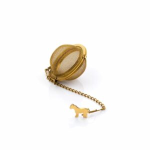 Product image of Gold Tea Ball Strainer with Dartmoor Pony. from Devon Hampers
