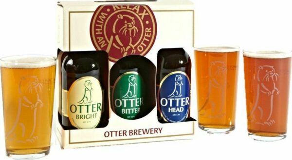 Product image of Otter Brewery Ale & Bitter Gift Pack - 3 x 500ml Plus 3 Otter Pint Glasses - Standard Box from Devon Hampers