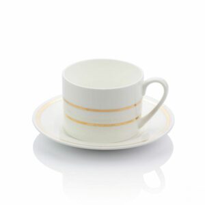 Product image of Taylor & Moor White China Tea Cup & Saucer With Gold Trim from Devon Hampers