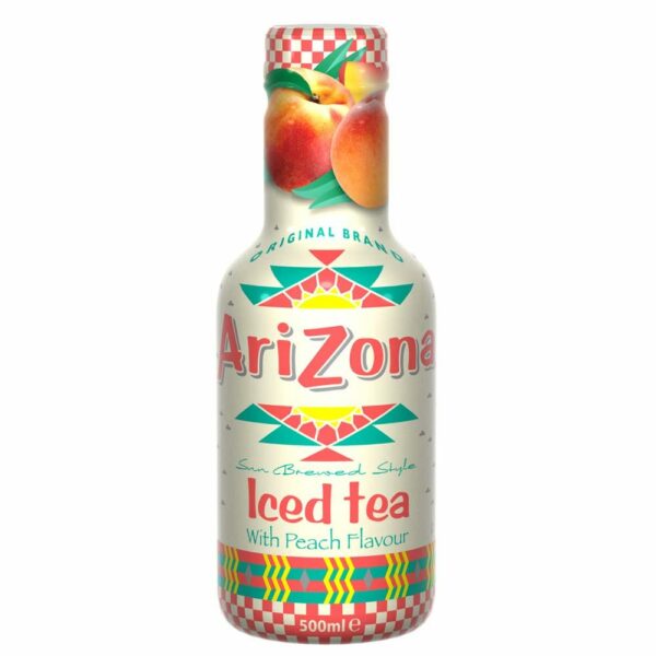 Product image of AriZona Peach Iced Tea 500ml from DrinkSupermarket.com