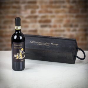 Product image of Antica Cinta Chianti Riserva DOCG Red Wine in Personalised Black Sliding Lid Wooden Gift Box  - Engraved with your message from Farrar and Tanner