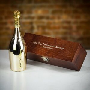 Product image of Bottega Spa DOC Prosecco Gold in Personalised Premium Wood Gift Box  - Engraved with your message from Farrar and Tanner
