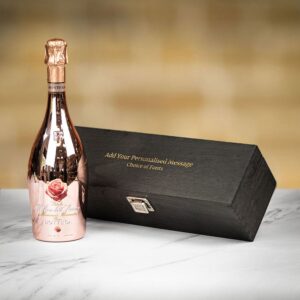 Product image of Bottega Spa Petalo Manzoni Sparkling Moscato Sparkling Rosé in Personalised Black Hinged Wood Gift Box  - Engraved with your message from Farrar and Tanner