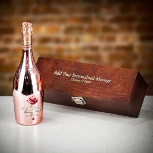 Product image of Bottega Spa Petalo Manzoni Sparkling Moscato Sparkling Rosé in Personalised Premium Wood Gift Box  - Engraved with your message from Farrar and Tanner