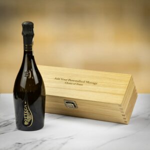 Product image of Bottega Spa Poeti Valdobbiadene Prosecco Superiore DOCG Extra Dry in Personalised Premium Wood Gift Box  - Engraved with your message from Farrar and Tanner