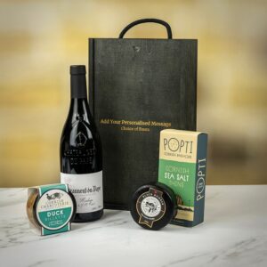 Product image of Calvet Châteauneuf Du Pape Red Wine with Artisan Cheese and Duck Rillette Personalised Hamper from Farrar and Tanner