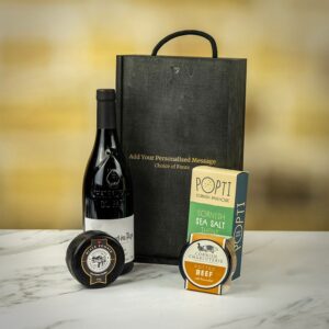 Product image of Calvet Chateauneuf Du Pape Red Wine with Artisan Cheese and Potted Beef Personalised Hamper from Farrar and Tanner