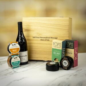 Product image of Calvet Châteauneuf Du Pape Red Wine with Artisan Cheese and Rillette Personalised Hamper from Farrar and Tanner