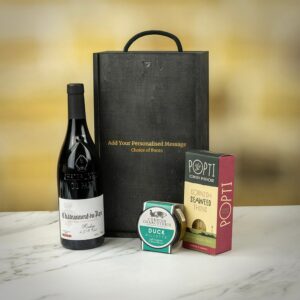 Product image of Calvet Châteauneuf Du Pape Red Wine with Duck Rillette and Artisan Crackers Personalised Hamper from Farrar and Tanner