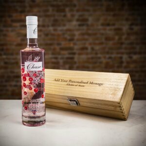 Product image of Chase Pink Grapefruit Gin in Personalised Wood Gift Box  - Engraved with your message from Farrar and Tanner