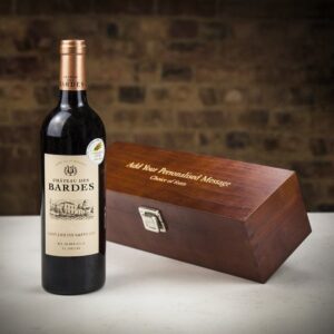 Product image of Château des Bardes Saint Emilion Grand Cru Red Wine in Personalised Premium Wood Gift Box  - Engraved with your message from Farrar and Tanner