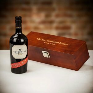 Product image of Cotswolds Cotswolds Cream Liqueur in Personalised Premium Wood Gift Box  - Engraved with your message from Farrar and Tanner