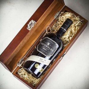 Product image of Cotswolds Cotswolds Dry Gin in Personalised Premium Wood Gift Box  - Engraved with your message from Farrar and Tanner
