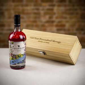 Product image of Cotswolds Cotswolds Wildflower Gin in Personalised Wood Gift Box  - Engraved with your message from Farrar and Tanner
