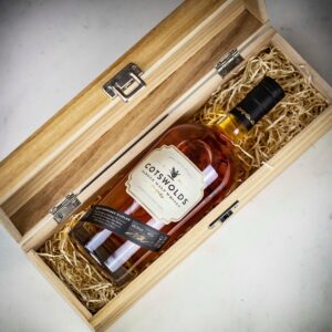Product image of Cotswolds Single Malt Whisky in Personalised Wood Gift Box  - Engraved with your message from Farrar and Tanner