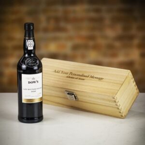 Product image of Dow's Late Bottled Vintage Port in Personalised Wood Gift Box  - Engraved with your message from Farrar and Tanner