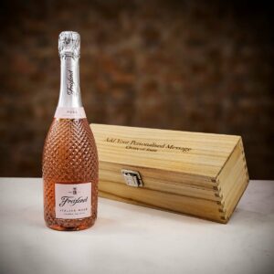 Product image of Freixenet Italian Sparkling Rose in Personalised Wood Gift Box  - Engraved with your message from Farrar and Tanner