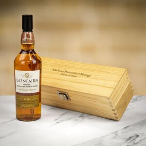 Product image of Glenfairn Sweet Single Malt Whisky in Personalised Wood Gift Box  - Engraved with your message from Farrar and Tanner
