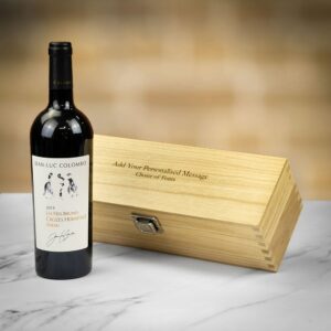 Product image of Jean-Luc Colombo Les Fées Brunes Red Wine in Personalised Premium Wood Gift Box  - Engraved with your message from Farrar and Tanner