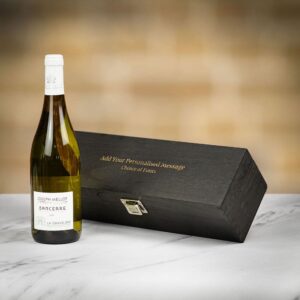 Product image of Joseph Mellot Sancerre Domaine des Chaintres White Wine in Personalised Black Hinged Wood Gift Box  - Engraved with your message from Farrar and Tanner