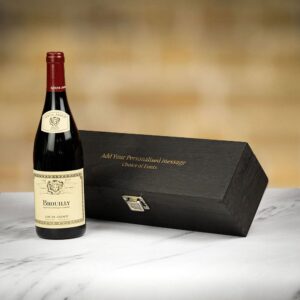 Product image of Louis Jadot Louis Jadot Brouilly Domaine Balloquet Red Wine in Personalised Black Hinged Wood Gift Box  - Engraved with your message from Farrar and Tanner