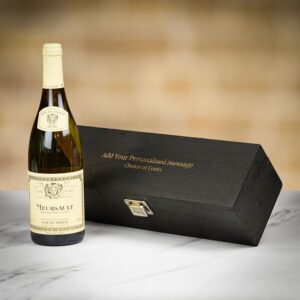 Product image of Louis Jadot Meursault White Wine 2016 in Personalised Black Hinged Wood Gift Box  - Engraved with your message from Farrar and Tanner