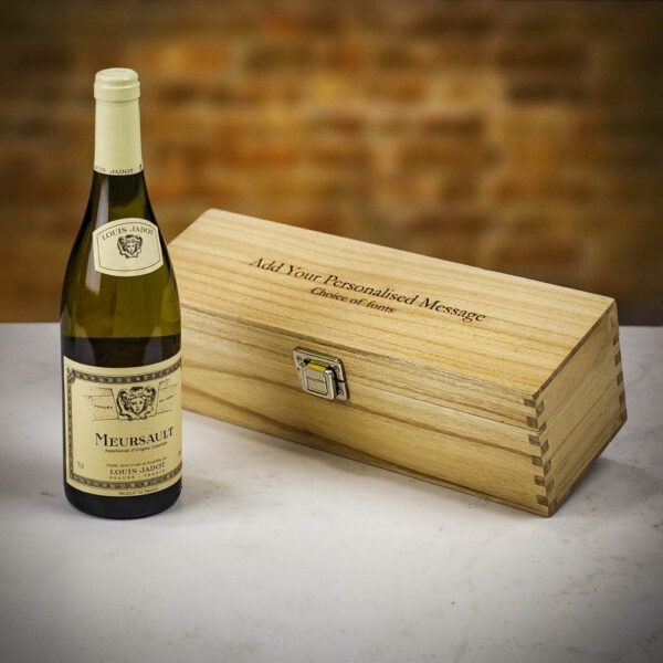 Product image of Louis Jadot Meursault White Wine in Personalised Wood Gift Box  - Engraved with your message from Farrar and Tanner