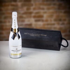 Product image of Moët & Chandon  Ice Imperial Champagne in Personalised Black Sliding Lid Wooden Gift Box  - Engraved with your message from Farrar and Tanner