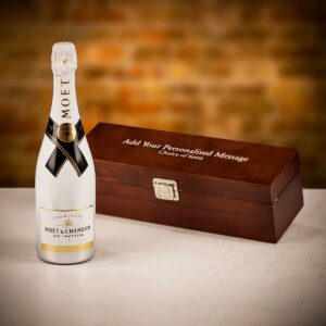 Product image of Moët & Chandon Ice Impérial Champagne in Personalised Premium Wood Gift Box  - Engraved with your message from Farrar and Tanner