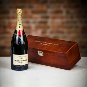 Product image of Moët & Chandon Magnum of Champagne in Personalised Premium Wood Gift Box  - Engraved with your message from Farrar and Tanner