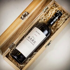 Product image of Rare Vineyards Malbec French Red Wine in Personalised Wood Gift Box  - Engraved with your message from Farrar and Tanner