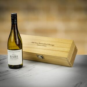 Product image of Rare Vineyards Marsanne-Viognierin White Wine in Personalised Premium Wood Gift Box  - Engraved with your message from Farrar and Tanner
