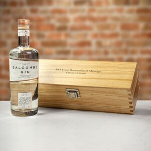 Product image of Salcombe Start Point Gin in Personalised Wood Gift Box  - Engraved with your message from Farrar and Tanner
