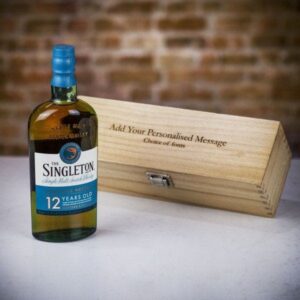 Product image of The Singleton 12 Year Old Single Malt Scotch Whisky in Personalised Wood Gift Box  - Engraved with your message from Farrar and Tanner